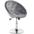 Adjustable Height Modern Velvet Swivel Bar Stool - Grey
