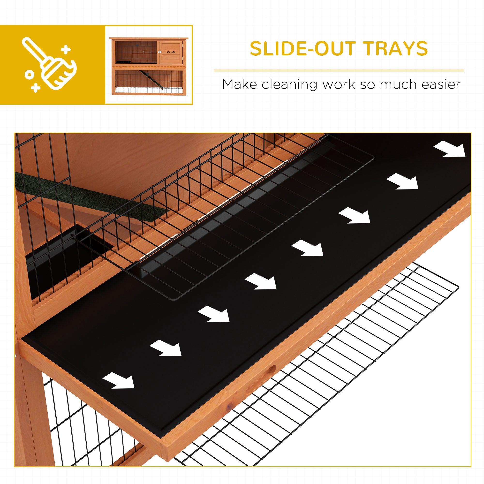 2 Tier Antiseptic Wood Rabbit Hutch with Run Outdoor 92cm Orange