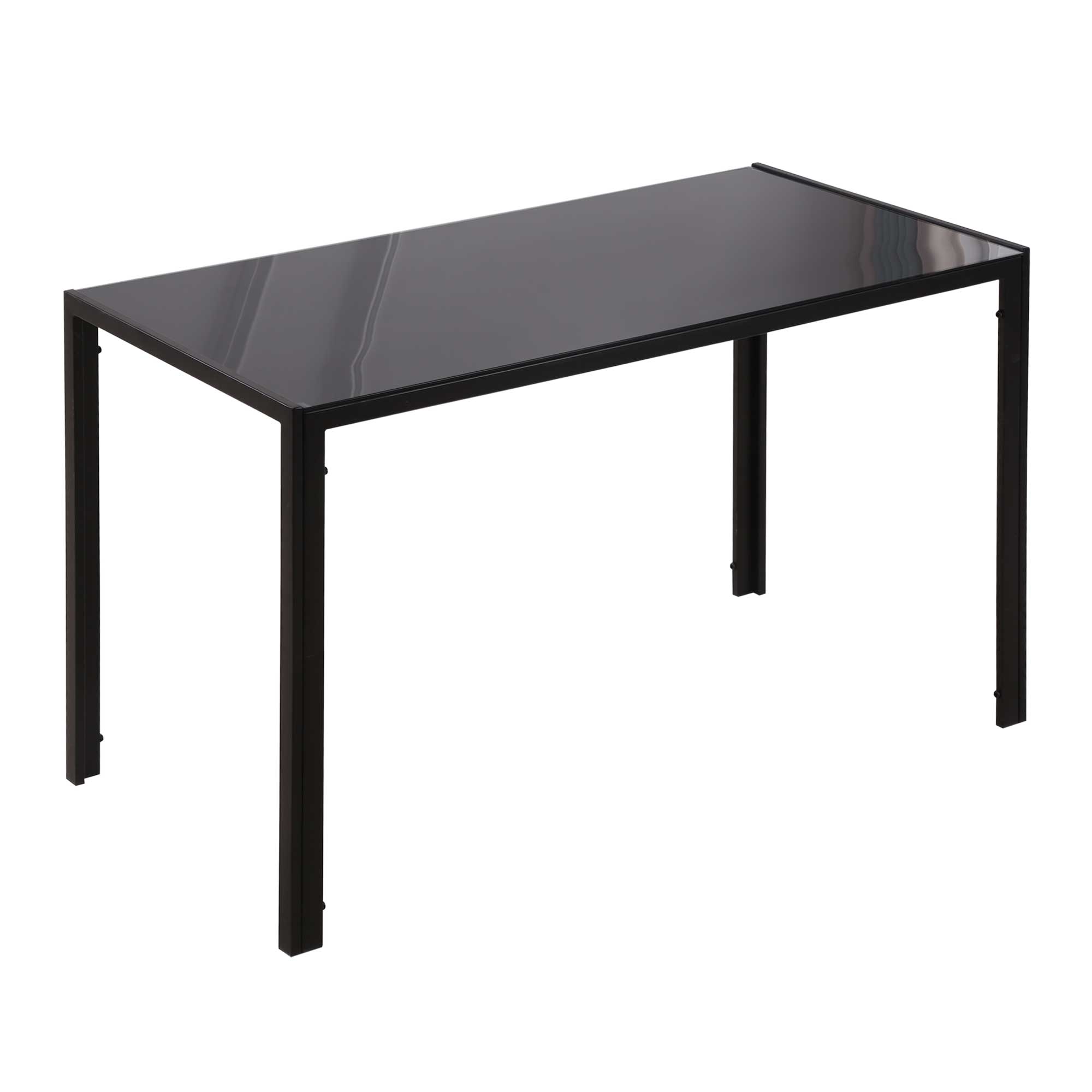 Modern Rectangular Dining Table for 4 People with Tempered Glass Top & Metal Legs for Dining Room, Living Room (Chairs Not Included)