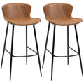 Vintage PU Leather Bar Stools Set of 2 with Steel Legs - Brown