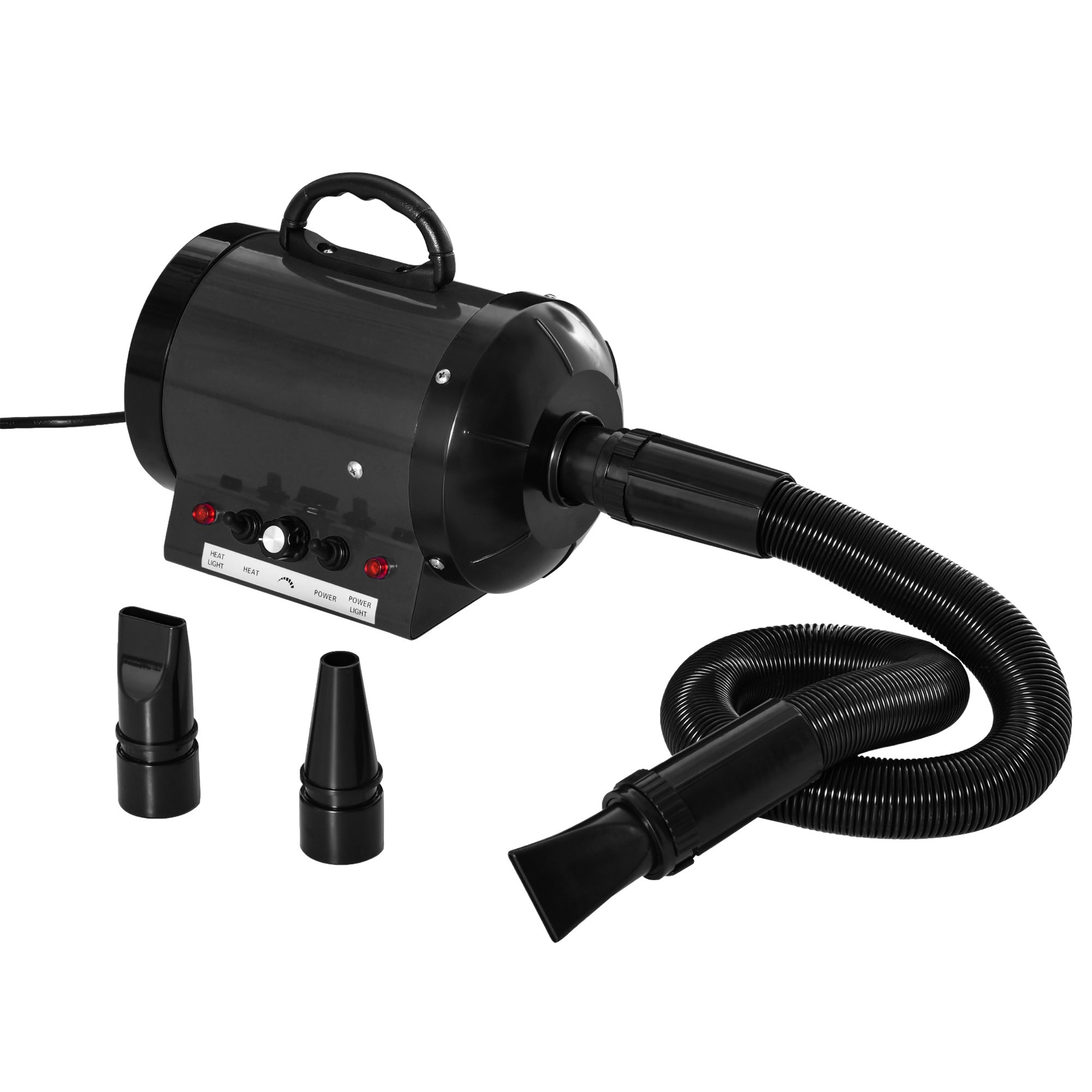 2800W Dog Hair Dryer Pet Grooming Blaster Water Blower Dryer w/ 3 Nozzles, Black