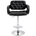 PU Leather Upholstered Adjustable Swivel Bar Stool with Back, Armrest & Footrest - Black
