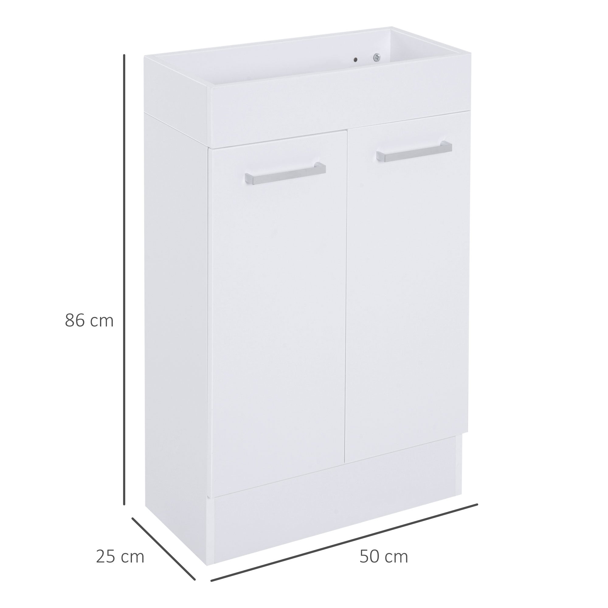 500mm Freestanding Vanity Unit Under Sink Bathroom Vanity w/Ceramic Basin & Storage Cabinet Home Furniture-White