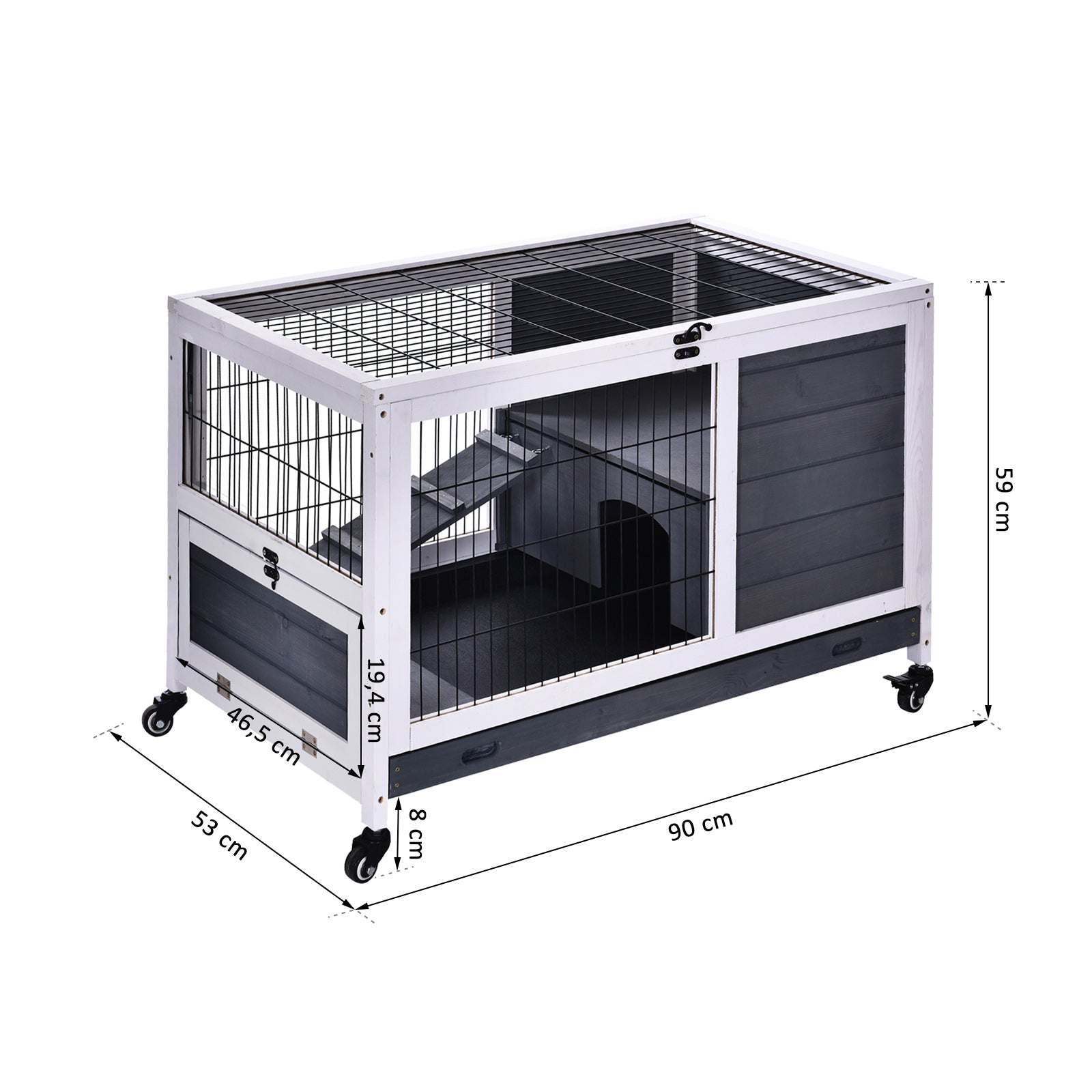 Rabbits Indoor Fir Wood Lift-Top Hutch Grey