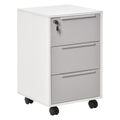 3-Drawer Locking Mobile File Cabinet Chest on Wheels for Home Office Bedroom Living Room - Grey White