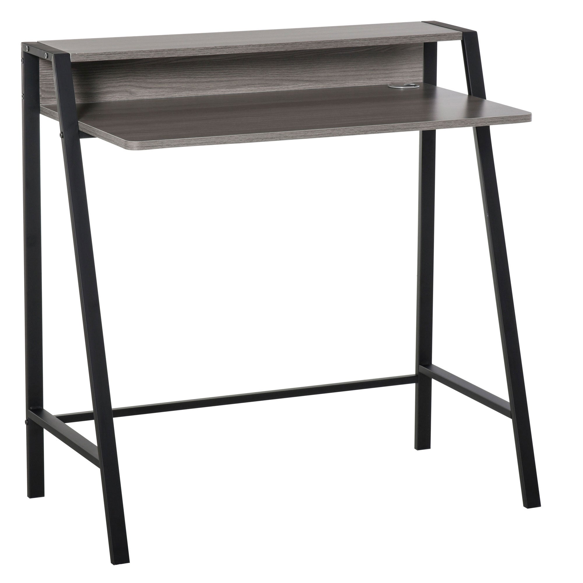 Writing Desk Computer Table Home Office PC Laptop Workstation Storage Shelf Color Black Grey Grain Color