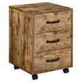Rolling File Cabinet 3-Drawer Mobile Filing Organizer Under Desk - Brown