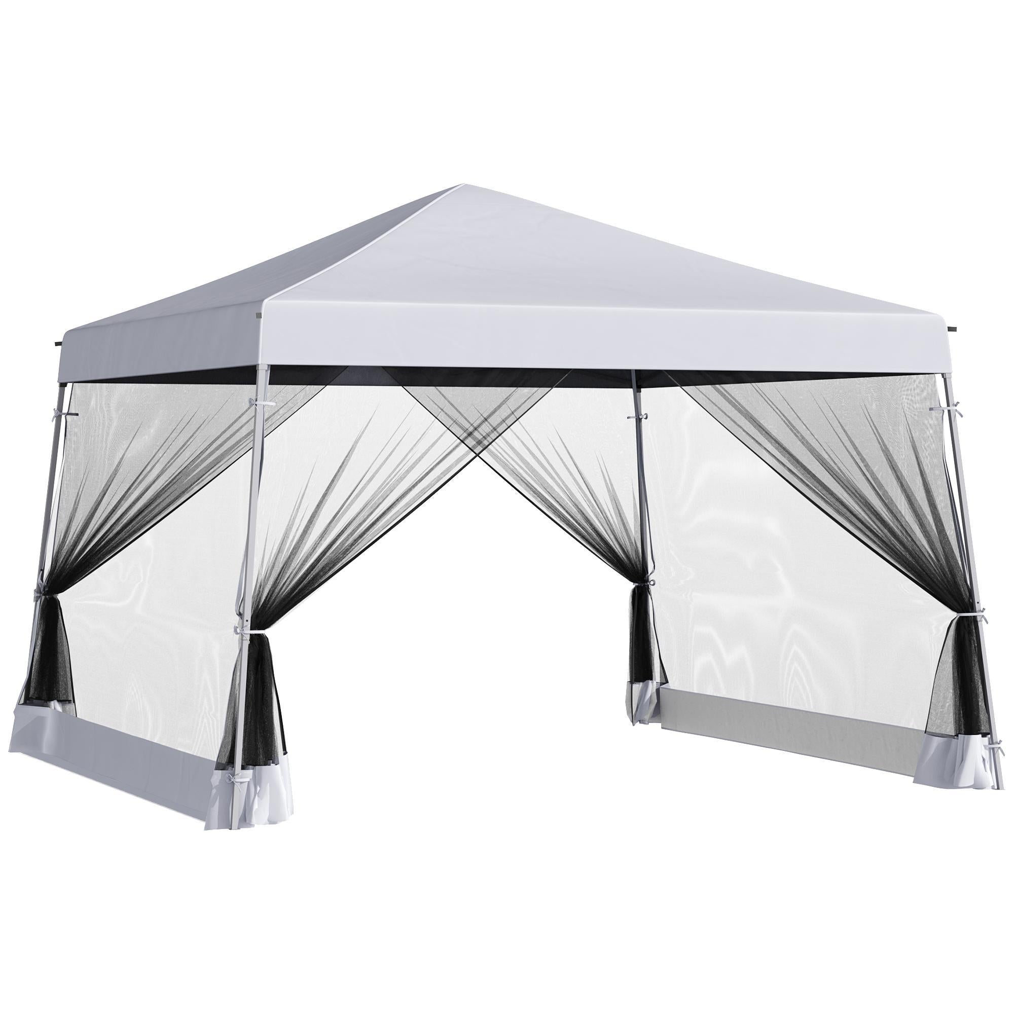 3.6m x 3.6m Pop Up Steel Frame Garden Gazebo White