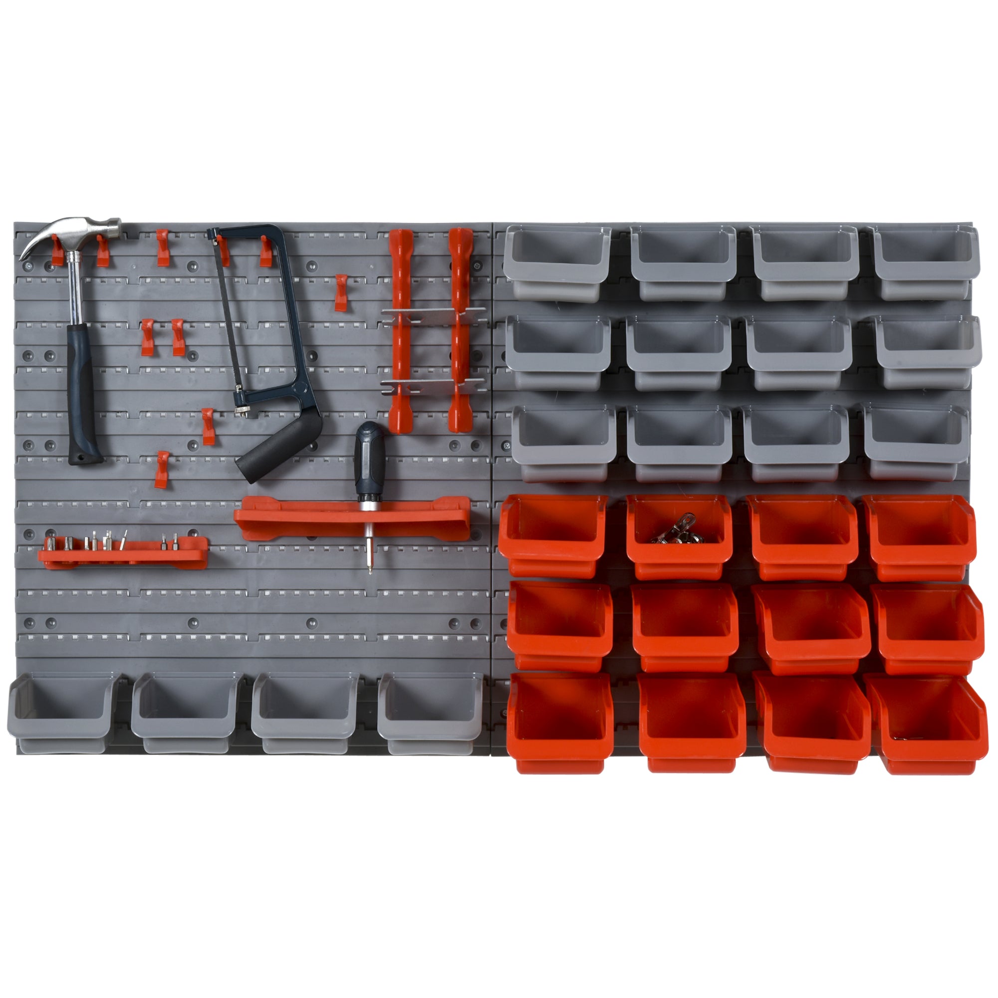 44 Pcs On-Wall Garage DIY Storage Unit w/ 28 Cubes 10 Hooks 2 Boards Screws Organisation Pegboard Tool Equipment Tidy Caddy