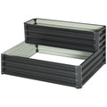 2 Tier Raised Garden Bed Planter Box Galvanised Steel - Dark Grey
