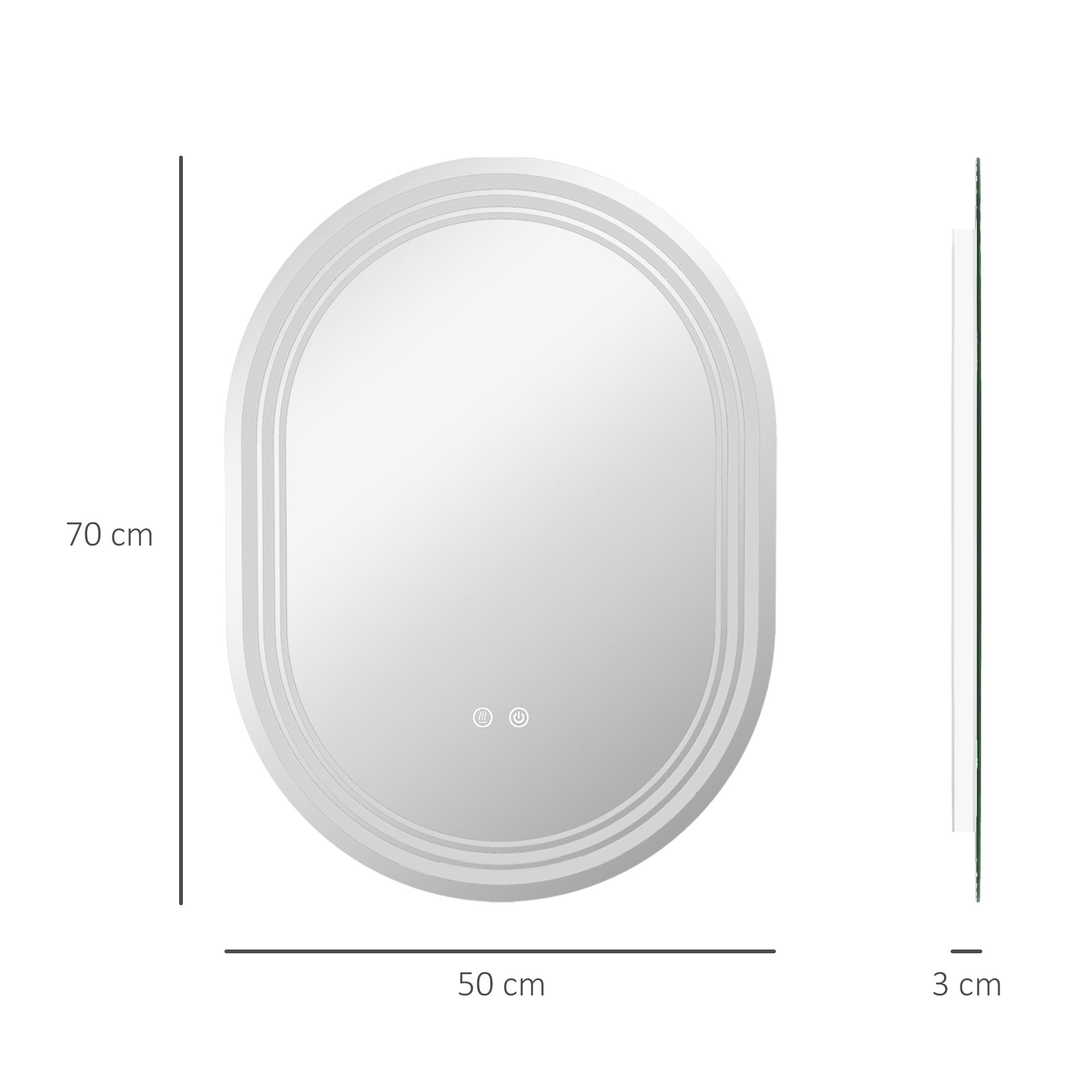 700 x 500mm Bathroom Mirror with LED Lights Makeup Mirror with Anti-fog Touch, Switch, Vertical or Horizontal