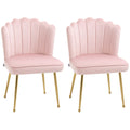 Shell Luxe Velvet Accent Chair Set of 2 with Gold Metal Legs - Pink