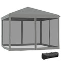 3-Piece 3x3m Pop Up Garden Gazebo Set with Removable Mesh Walls - Light Grey