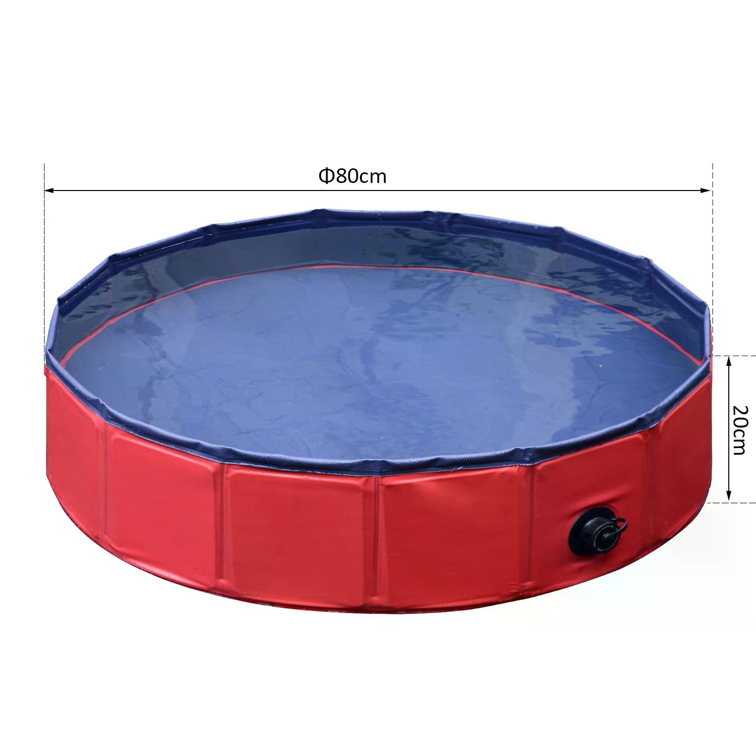 Pet Swimming Pool, Foldable, 80 cm Diameter-Red