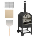3 Tier Outdoor Pizza Oven and BBQ Grill with Charcoal Tray - Black