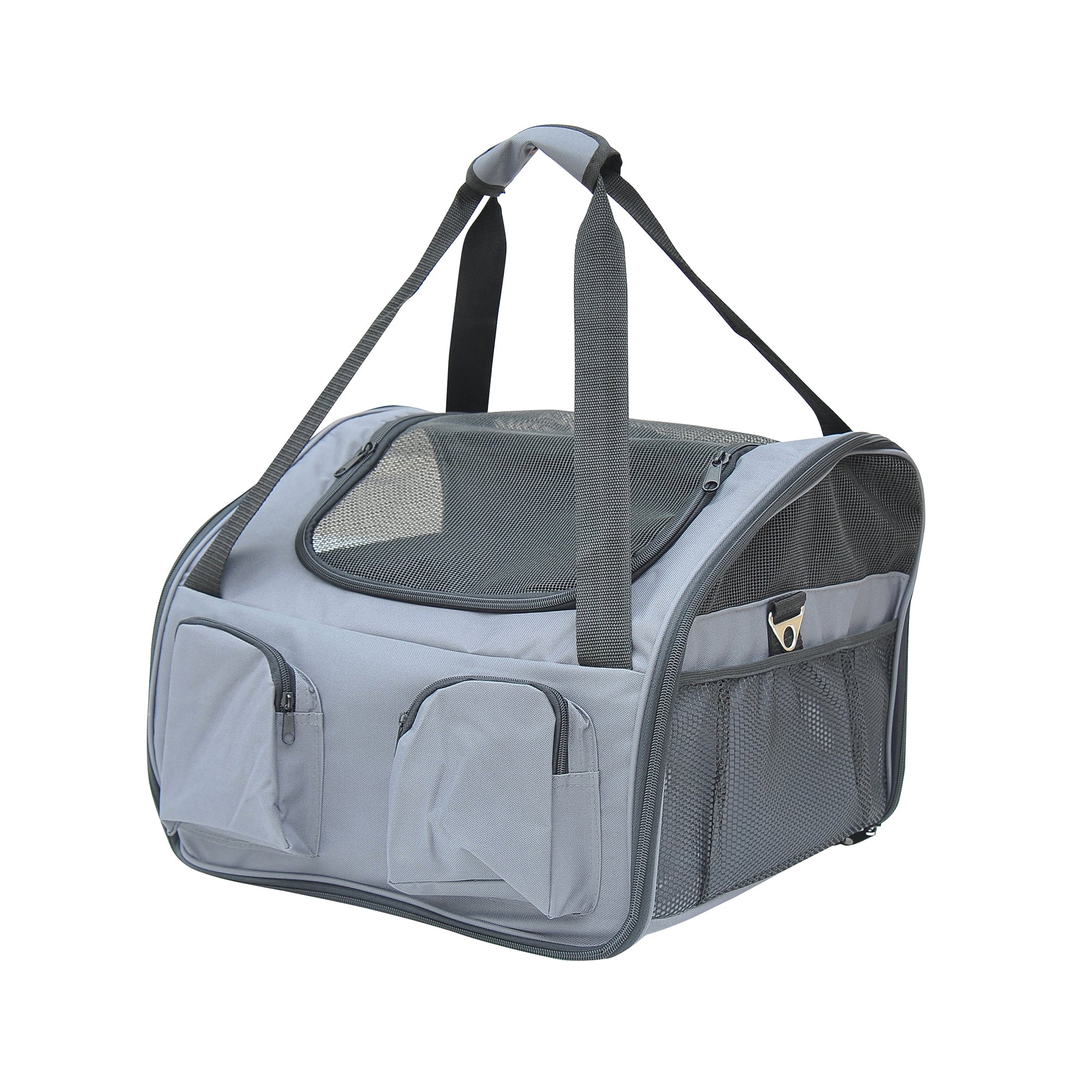 Pet Carrier Portable Cat Carrier Folding Dog Bag with Mesh Windows, 41 x 34 x 30 cm, Grey