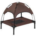Raised Waterproof Elevated Dog Bed with UV Canopy for Small Dogs 61x46x62cm - Coffee