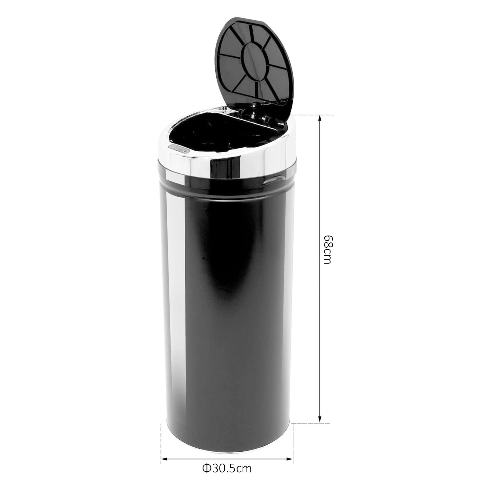 42L Stainless Steel Sensor Trash Can W/ Bucket-Black