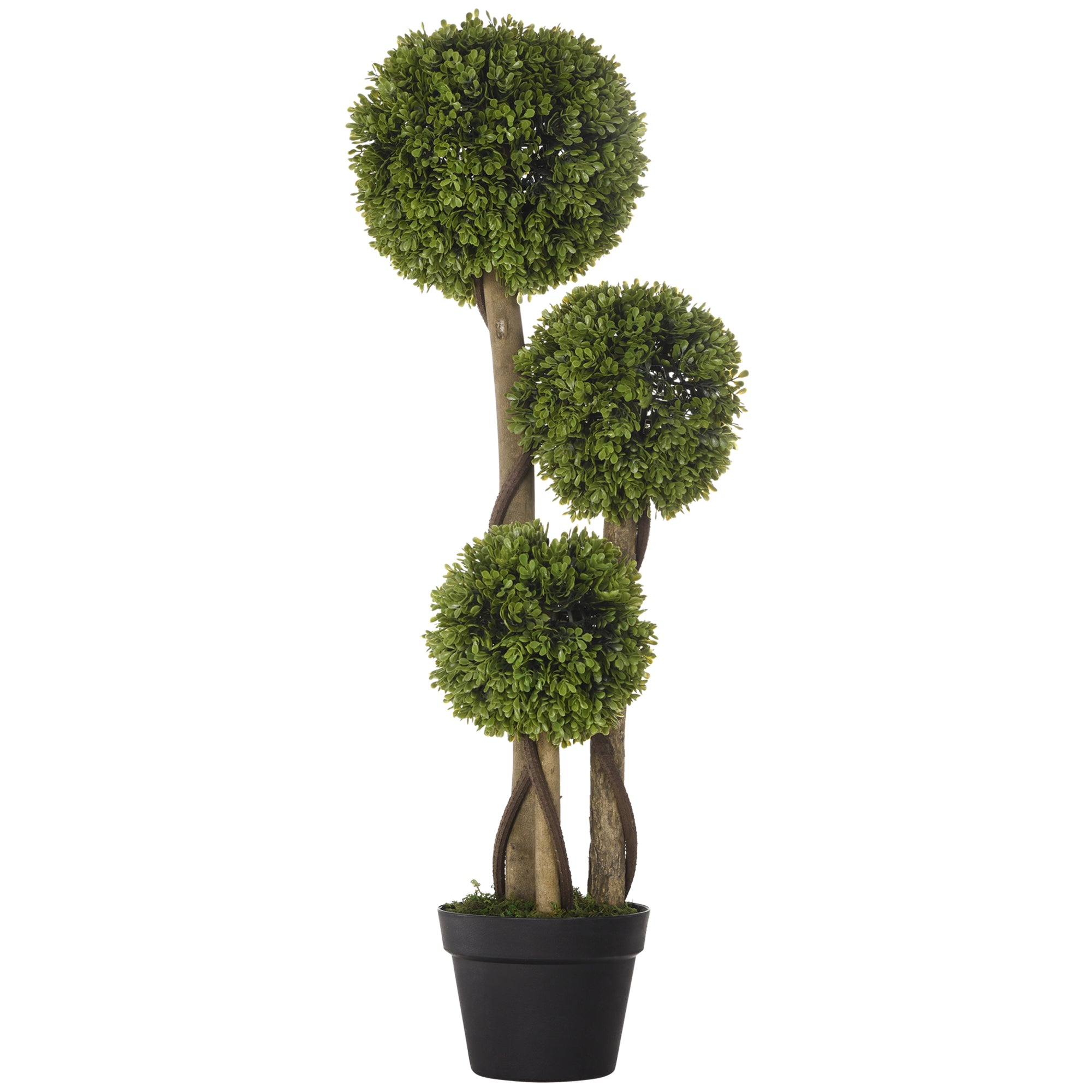 Decorative Artificial Plants Boxwood Ball Topiary Trees in Pot Fake Plants for Home Indoor Outdoor Decor, 90 cm