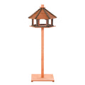 Wooden Bird Feeder Table with Water-Resistant Roof 130cm for Outdoor Use - Brown
