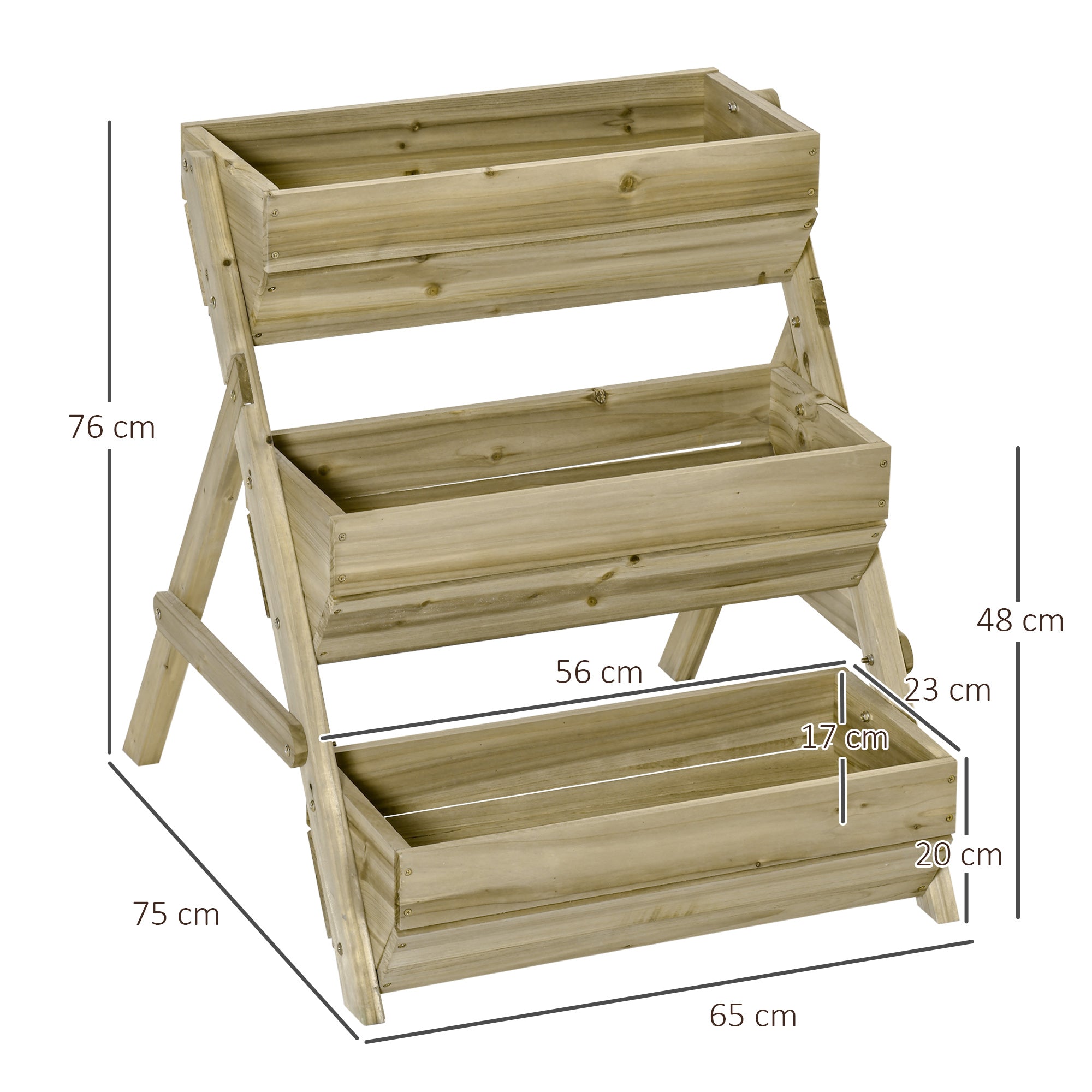 3 Tier Raised Garden Bed Wooden Elevated Planter Box Kit for Flower, Vegetable, Herb, 120 x 68 x 80cm, Green