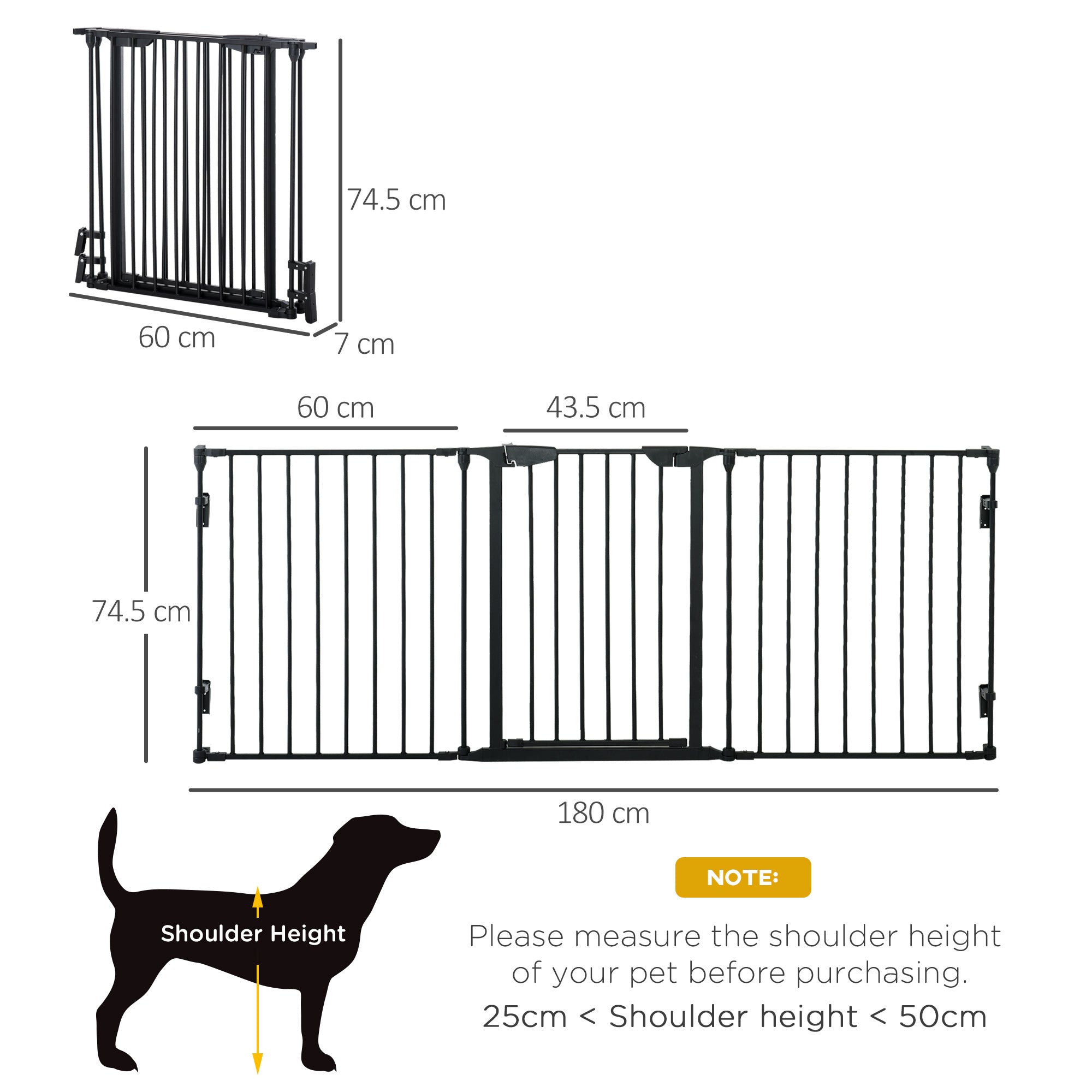 Pet Gate 3-Panel Playpen Metal Safety Fence Stair Gate For Dogs Barrier Room Divider with Walk Through Door Automatically Close Lock