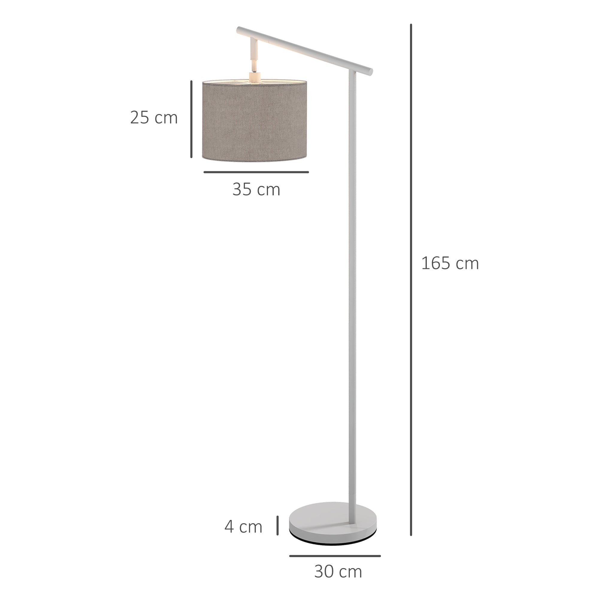 Modern Floor Lamp with 350° Rotating Lampshade, for Living Room and Bedroom, LED Bulb Included, Grey