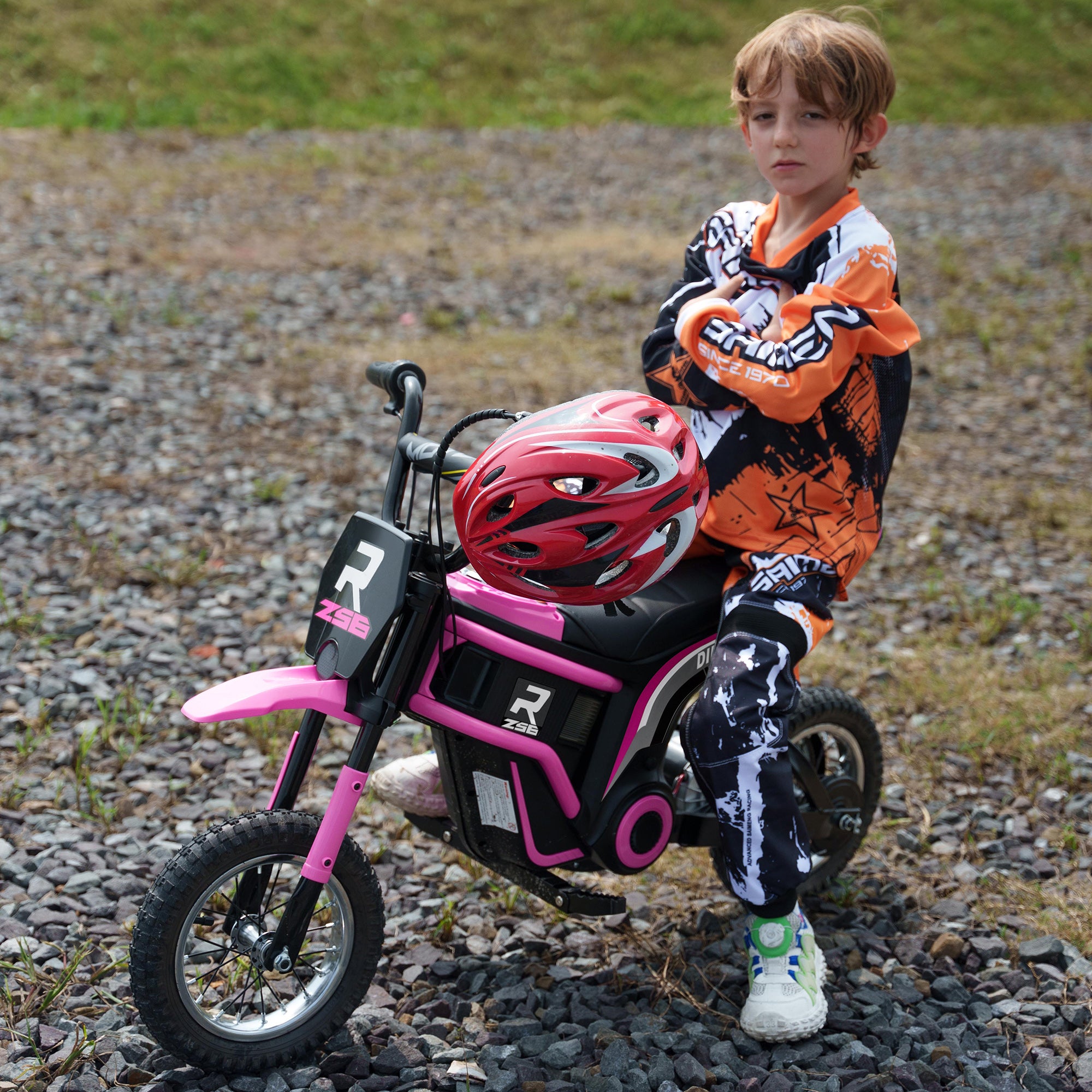 24V Electric Motorbike, Dirt Bike with Twist Grip Throttle, Music Horn, 12" Pneumatic Tyres, 16 Km/h Max. Speed, Pink