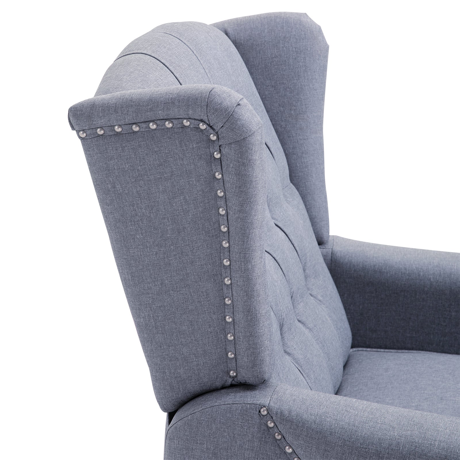 Recliner Armchair for Living Room, Reclining Chair, Wingback Chair with Button Tufted Back and Footrest, Light Grey