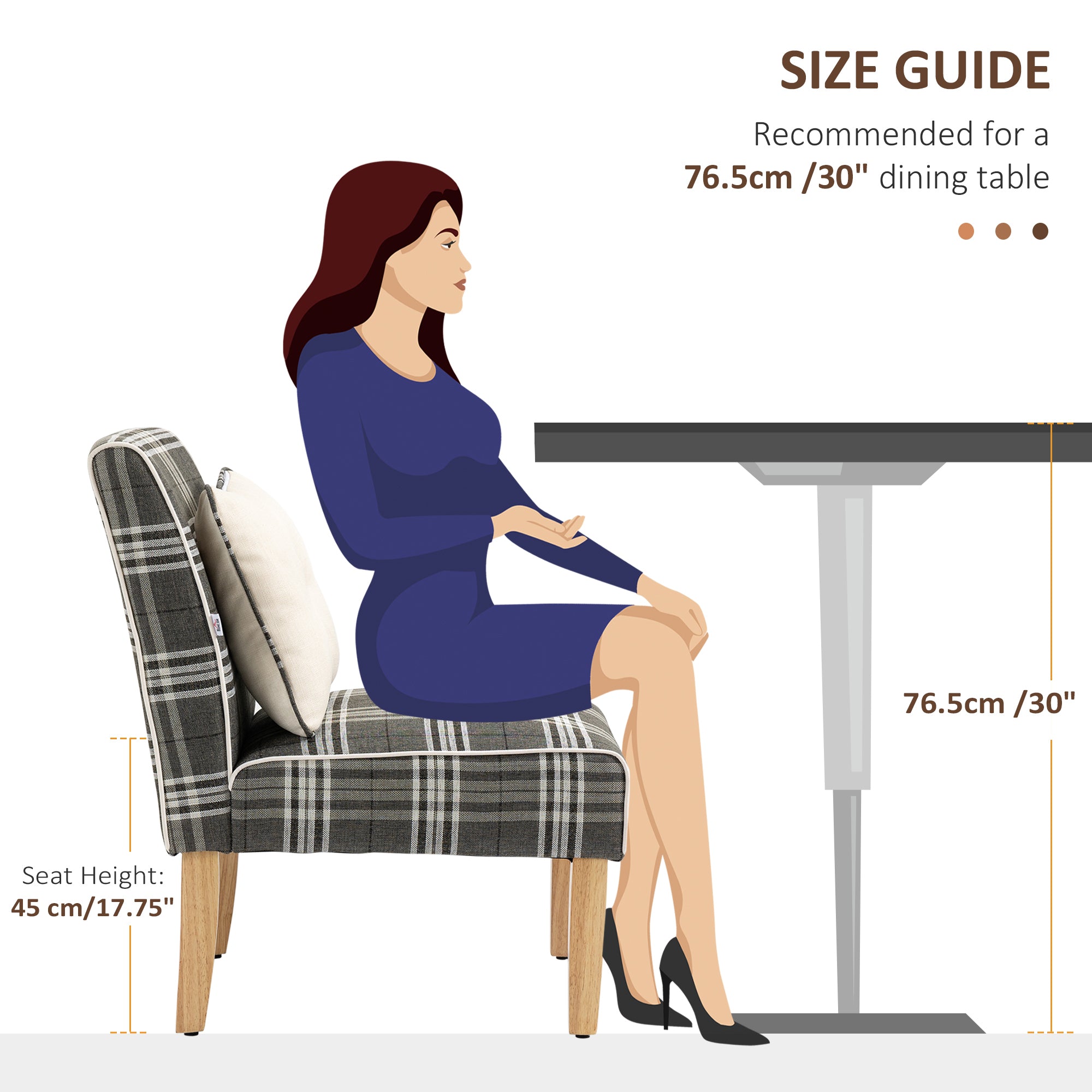 Modern Dining Chair, Linen-Touch Fabric Comfy Chair, Upholstered Armless Kitchen Chair with Rubber Wood Legs, for Living Room Bedroom, Grey