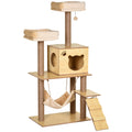 130cm Multi-Level Indoor Cat Tree with Scratching Posts, Condo & Perches for Large Cats - Yellow