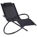 Outdoor Orbital Lounger Zero Gravity Foldable Rocking Patio Chaise with Pillow - Black