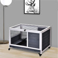 Rabbits Indoor Fir Wood Lift-Top Hutch with Wheels - Grey