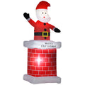 7ft Inflatable Santa Claus in Chimney with LED Lights Outdoor Christmas Decoration - Red