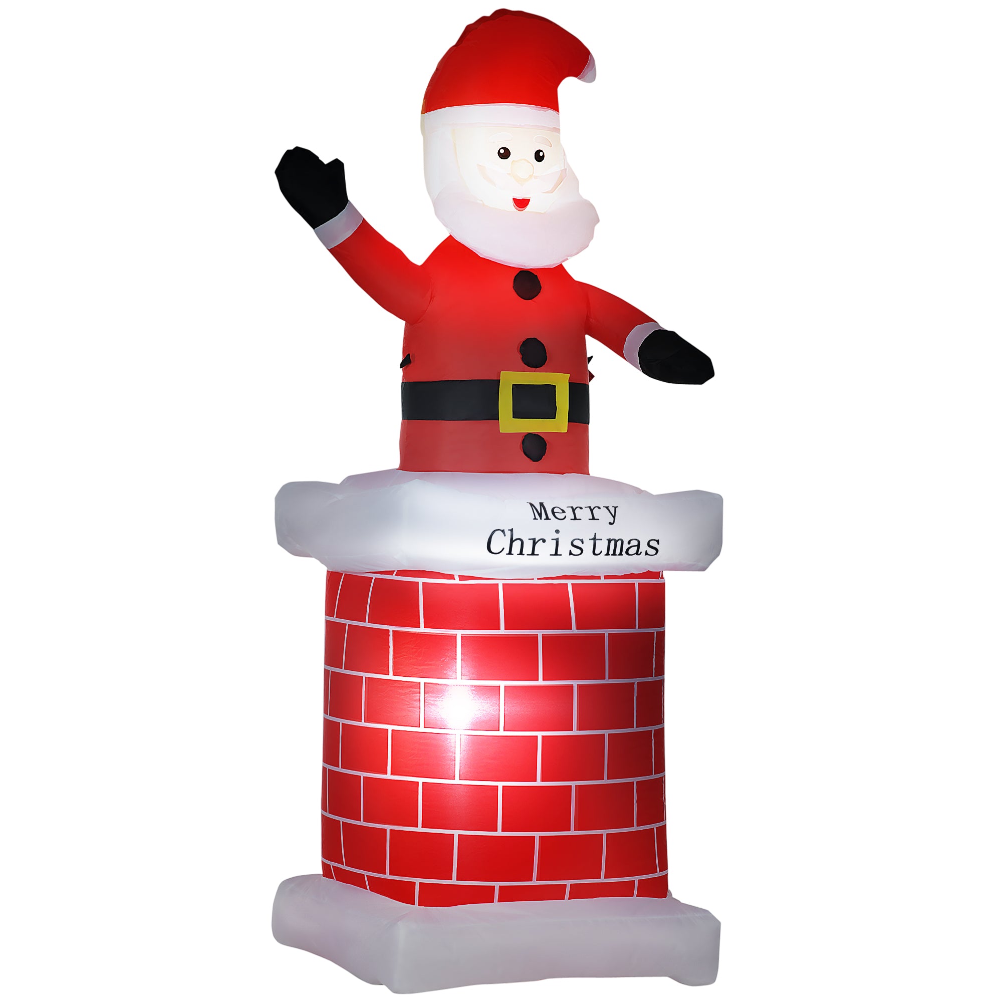 7ft Christmas Inflatable Santa Claus from Chimney, Blow-Up Outdoor LED Garden Display for Lawn, Party