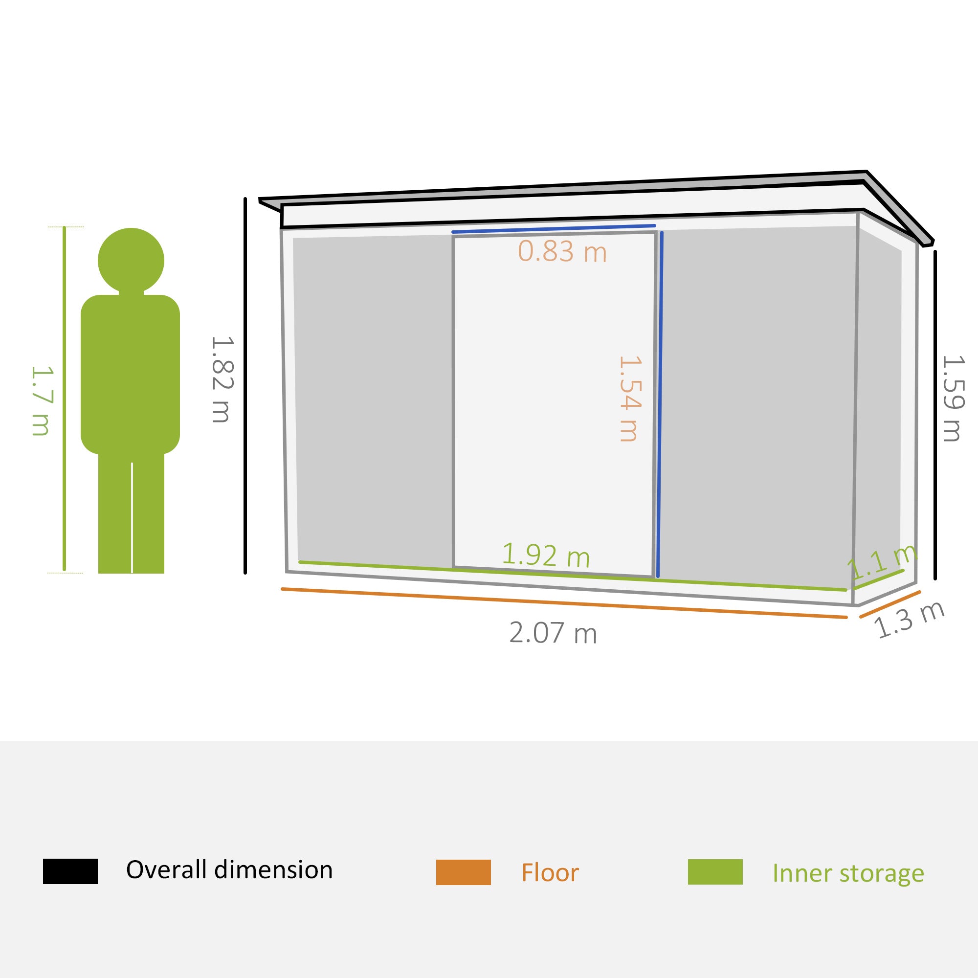 6.8 x 4.3ft Outdoor Garden Storage Shed, Tool Storage Box for Backyard, Patio and Lawn, Green