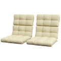 2-Piece Garden Patio Chair Seat and Backrest Cushion Set with Ties - Beige