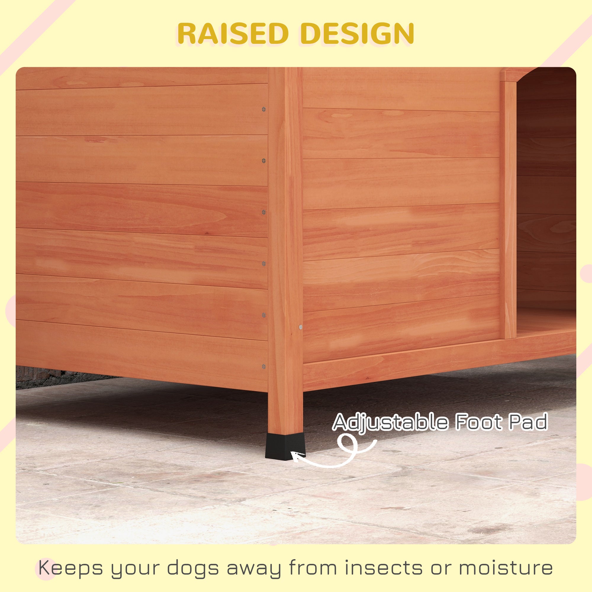 Wooden Dog Kennel, Outdoor Pet House, with Removable Floor, Openable Roof, Water-Resistant Paint - Natural Wood Tone