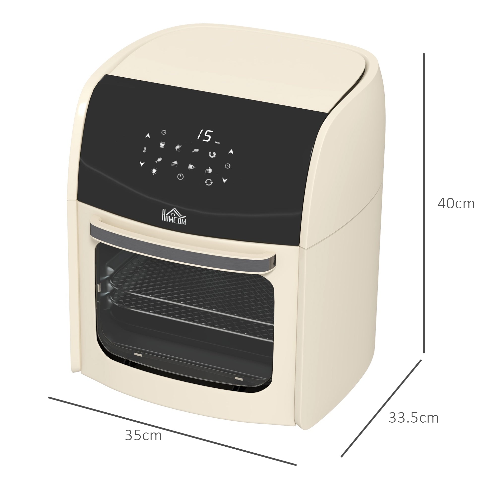 Digital Air Fryer with 8 Preset Modes, Rapid Air Circulation, 12L Air Fryer Oven with Memory Function, 1800W, White