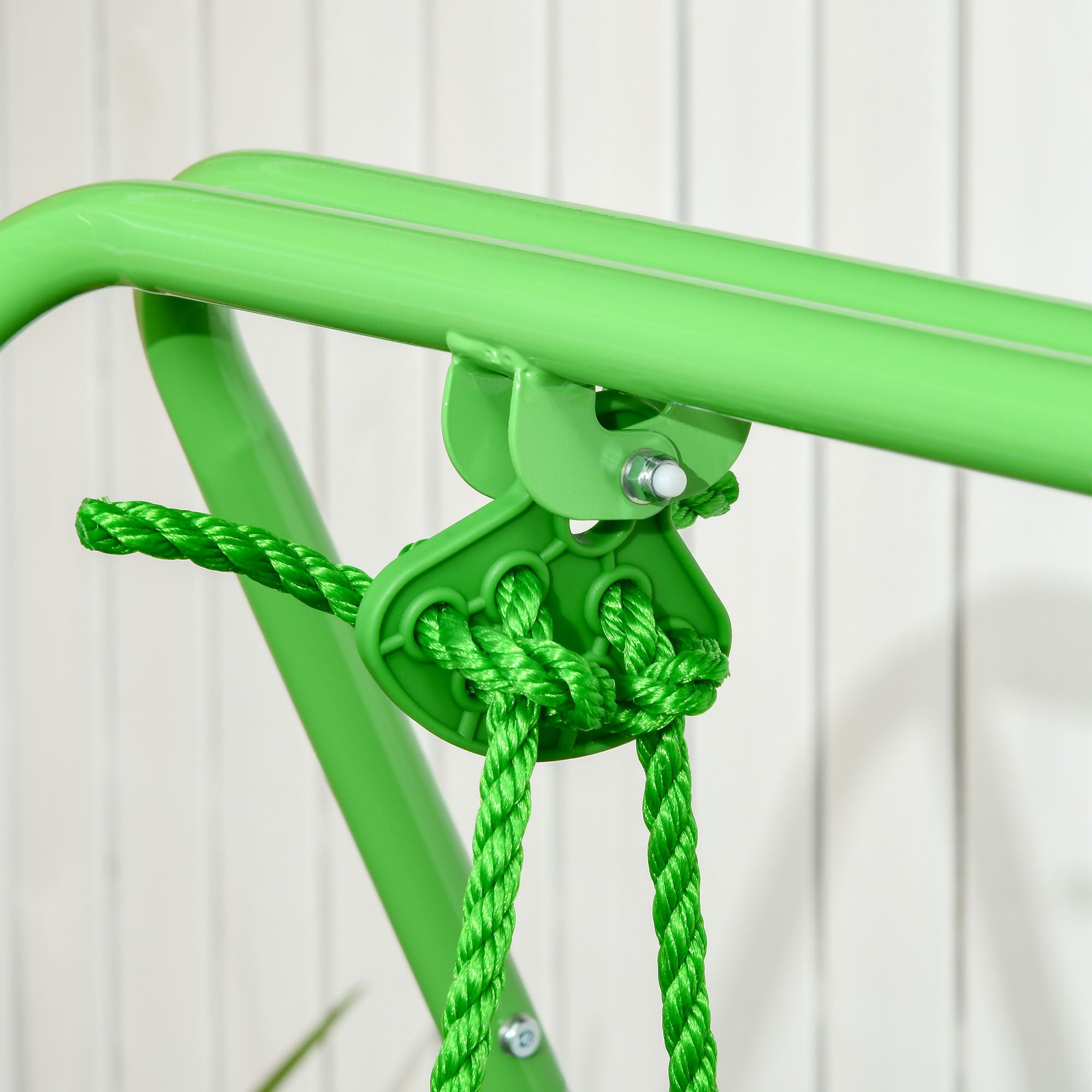 Steel Nursery Swing with Safety Seat Belt and Support Back - Green