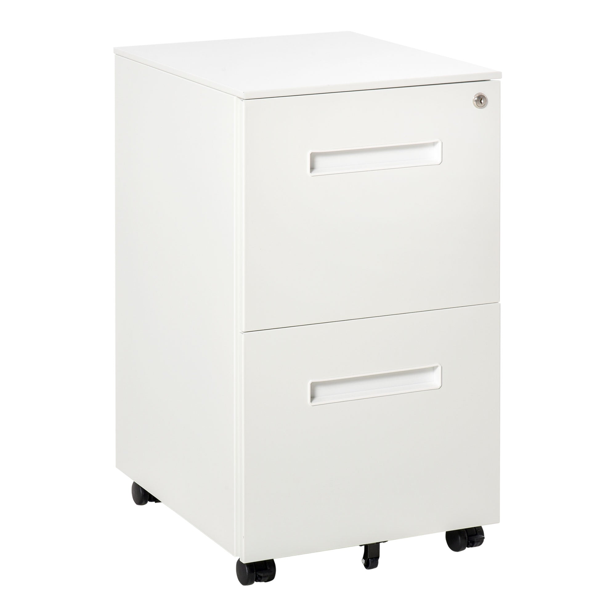 Mobile File Cabinet Vertical Home Office Organizer Filing Furniture with Adjustable Partition for A4 Letter Size, Lockable White