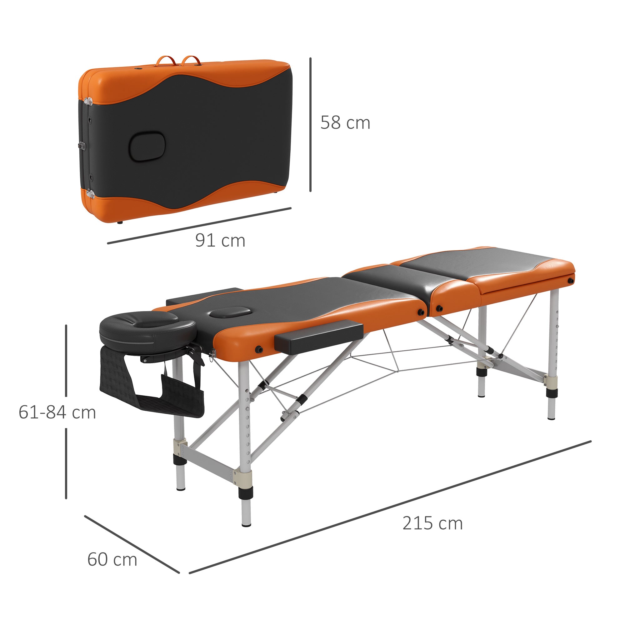 Professional Foldable Massage Table Salon SPA Facial Couch Bed - Black and Orange