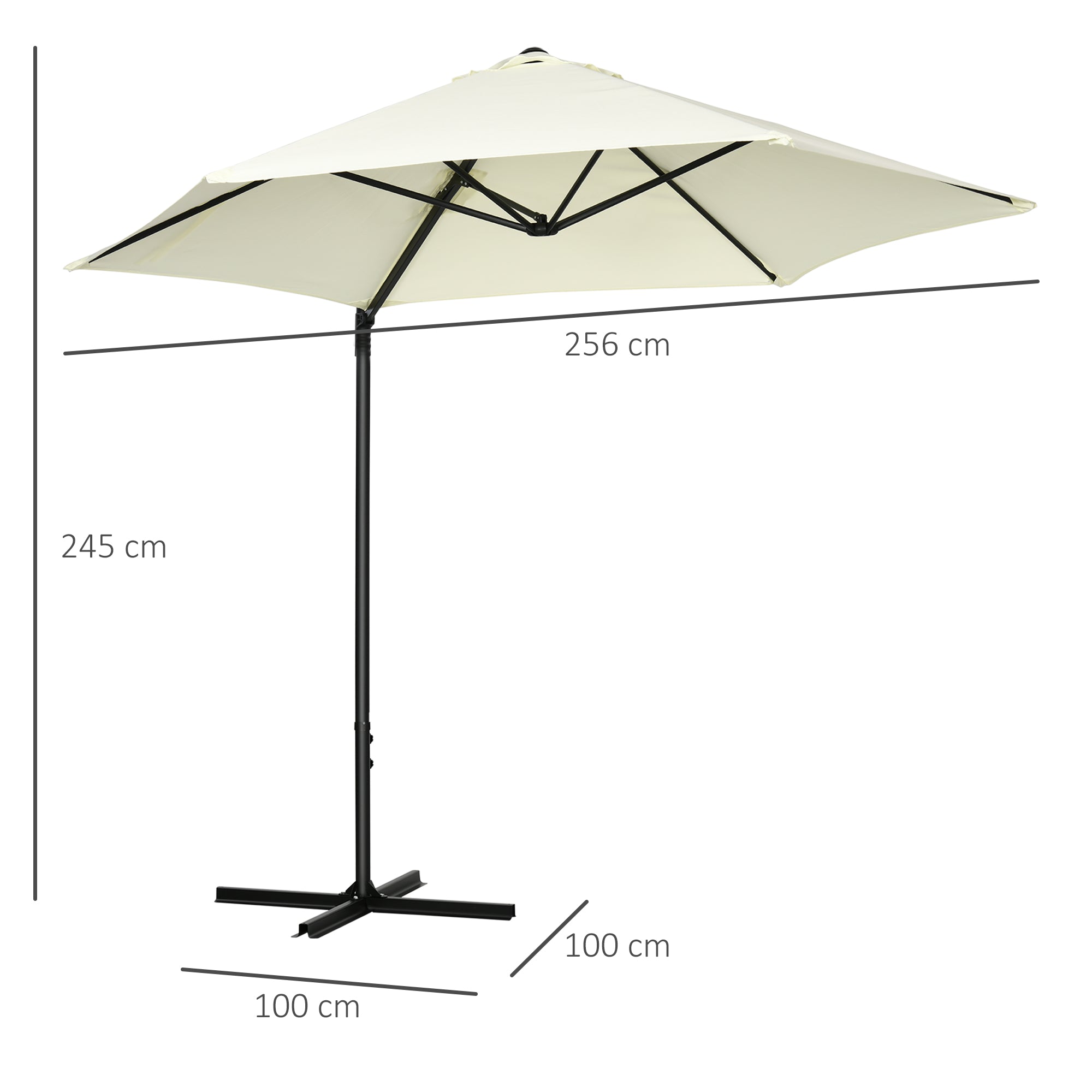 2.5 Metre Garden Cantilever Parasol Set with Cross Base - Beige