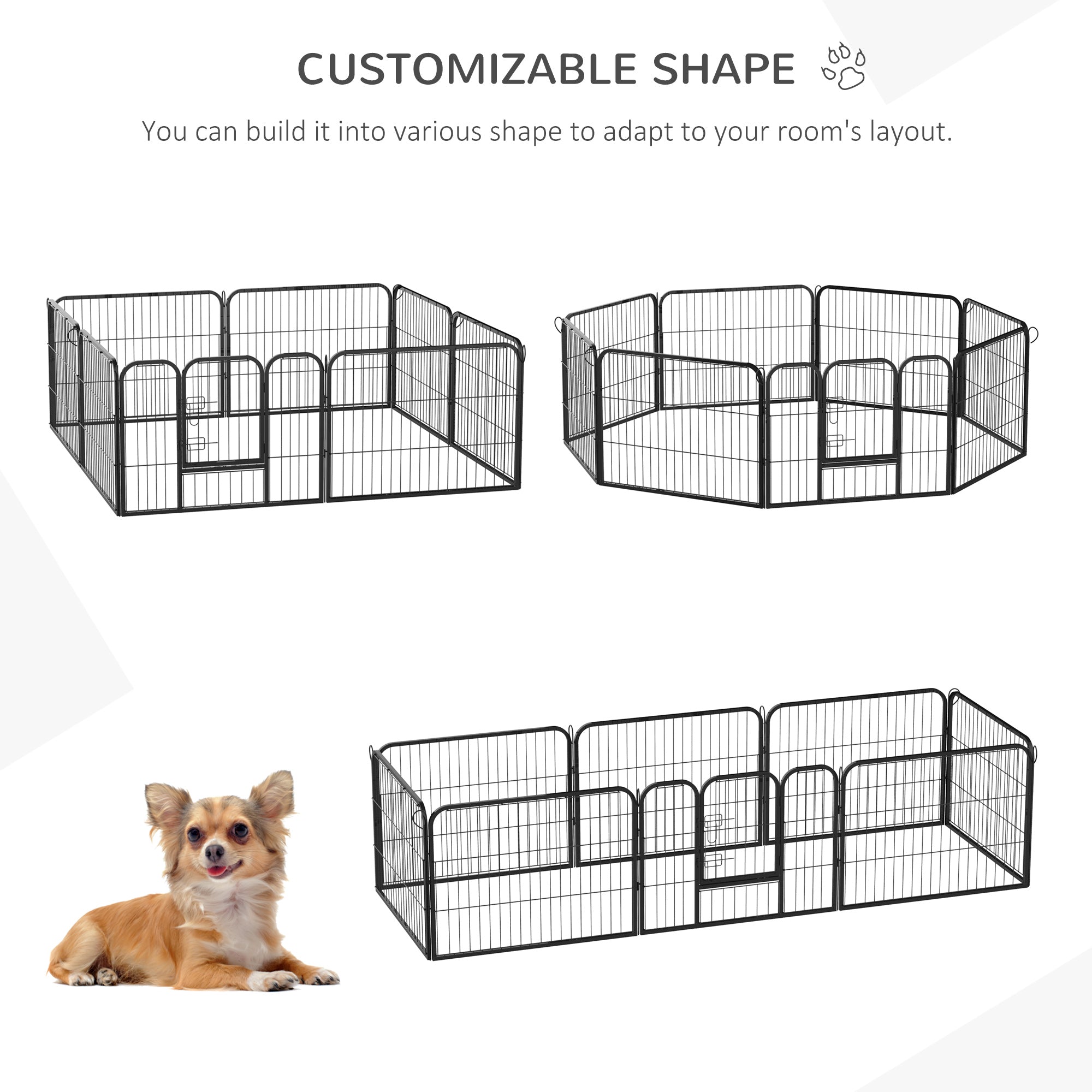 Heavy Duty Dog Pet Puppy Metal Playpen Play Pen Rabbit Pig Hutch Run Enclosure Foldable Black 80 x 60 cm (Small)