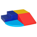 Soft Play 4-Piece Climb and Crawl Foam Toddler Stairs and Ramp Educational Toy Set - Yellow, Red, Blue, Light Blue