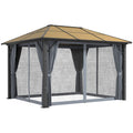 3 x 3.6m Aluminium Garden Gazebo Set with Mesh Curtains - Grey