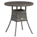 4 Seater PE Rattan Outdoor Dining Table with Wood-Plastic Top - Grey