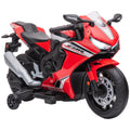 Electric Ride-On Kids Motorcycle with Headlights, Music & Training Wheels 6V Battery Powered - Red