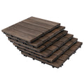 27-Piece Solid Wood Interlocking Decking Tiles Set 30x30cm - Black