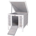 Wooden Rabbit Hutch Small Animal Cage 51x42x43 cm with Ramp - Grey